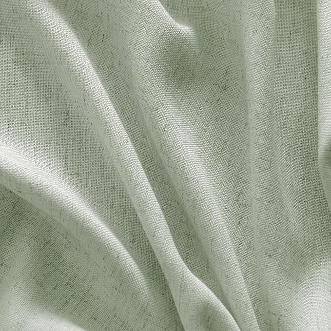 MIULEE Non-See-Through Privacy Linen Curtains 2 Panels, Sage Green Light Filtering Window Curtains 96 Inches Long, Farmhouse Textured Back Tab Semi Sheer Drapes for Bedroom Living Room, Light Green