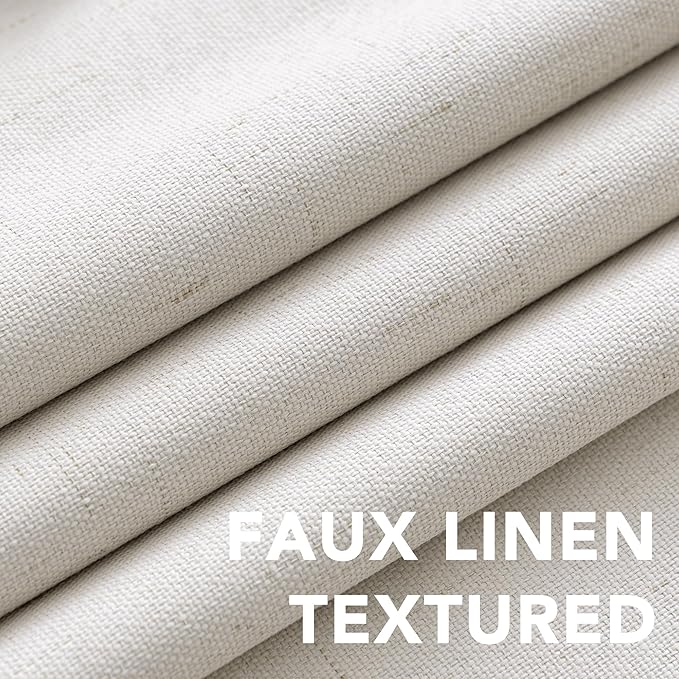 H.VERSAILTEX Blackout Curtains, Durable Thick Textured Look 100% Blackout Patio Door Curtain, Grommet Extra Wide Sliding Door Curtain Panel Long Curtains, W100 x L108 inch- Ivory