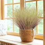 24Pcs Artificial Grass Plants, Faux Shrubs Wheat Grass, Artificial Tall Grass Fake Plants for Outdoor Decor,Artificial Greenery Stems Weed for Room Indoor Home Decor（Light Purple）