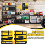 72”H*46”W Metal Garage Shelving Unit, Heavy Duty 5-Tier Garage Storage Shelves, 3000 lbs Large Industrial Shelving, Adjustable Wire Shelves Utility Rack Shelf, Steel Shelving for Warehouse, Black