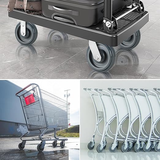 16 Pack Shopping Cart Replacement Wheels Kit, 5" Shopping Cart Casters, Double Ball Bearing TPU Silent Supermarket Casters for Supermarket (Grey)