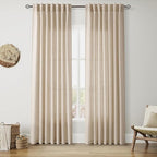 Nanspring Grey Flax 84 Inch Curtains for Living Room Luxury Linen Blend Light Filtering Mordern Boho Curtain Back Tab and Rod Pocket Privacy Sheer Drapes for Bedroom Office 52x84, 2 Panels