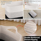 OIAHOMY Storage Basket, Woven Baskets for Storage, Cotton Rope Basket for toys,Towel Baskets for Bathroom - Pack of 3, Gradient Dark
