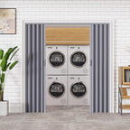 72" x 80" Accordion Doors Interior Folding Door, Grey PVC Accordion Door for Opening Width: 61"-72", Adjustable Height & Width, Two Strong Magnetic Blocks for Close Tightly, Protect Privacy