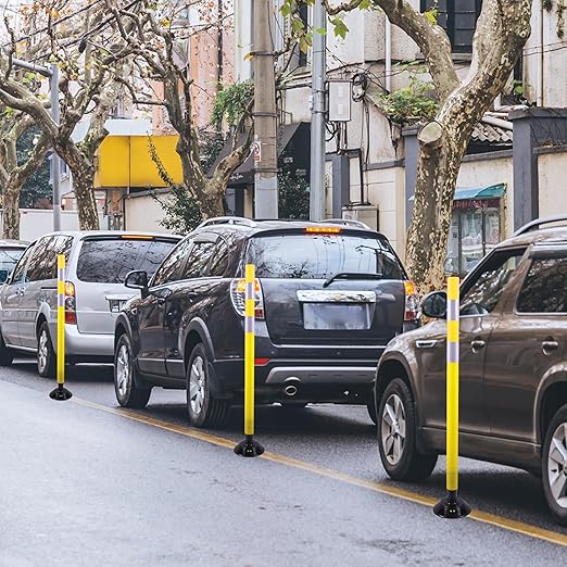 OrangeStar 8 Pack Delineator Post 48" Yellow Traffic Delineator Cones with Fixable Base for Road Safety, Parking Lots