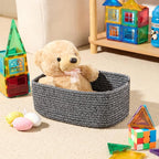 Small Storage Baskets for Organizing | Closet Organizer Bins | Shelf Toy Basket | Woven Rope Baskets | Cube Decorative Box | Shallow Basket | 11.5x7.5x4.7” | 4 Packs Dark Gray
