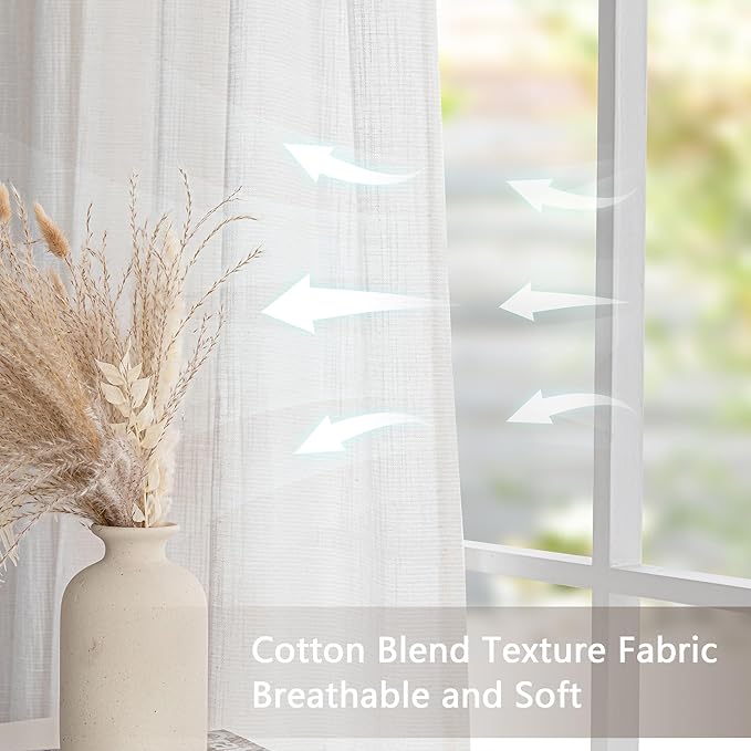 MYSKY HOME Natural Curtains for Bedroom 63 Inches Long Pinch Pleated Semi Sheer Drapes Boho Decor Country Style Kitchen Panels Set, Light Filtering Privacy Blind Back Tab, 40" x 63", Beige, 2 Panels