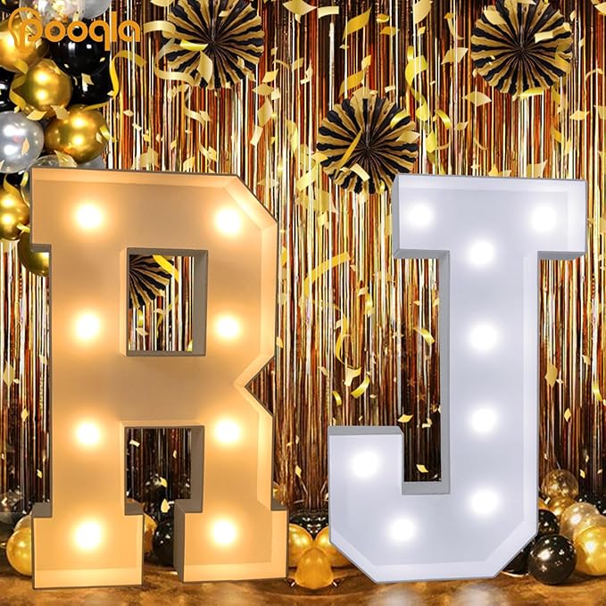 Pooqla 3FT Marquee Light Up Letters, LED Big Mosaic Marquee Letters 3 Feet, Giant LED Sign for Balloons Birthday Anniversary Wedding Party Decoration, Cool White and Warm White Letter R