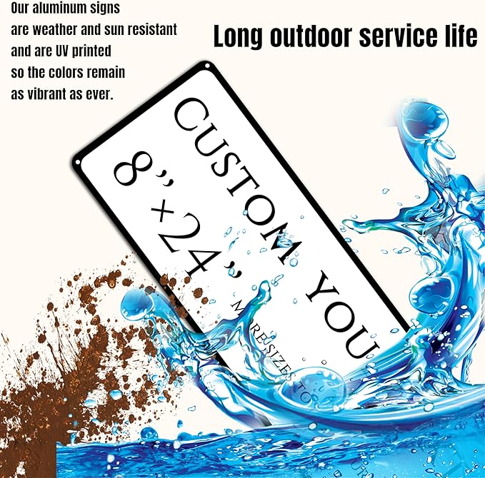 Custom Sign, Custom Indoor/Outdoor Decorative Sign，Reflective，Aluminum Weatherproof Metal Sign Multiple Sizes, Customize for street Business, Workplace, office, Home, Delivery Signs(8 * 24 Inch)