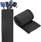 uxcell Hook and Loop Cable Management Sleeve, 6.6ft x 1.4 Inch Flexible Cable Wrap Cover Wire Hider, Cord Organizer and Cable Protector for Desk TV Computers, Black