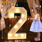 Pooqla 3FT Marquee Light Up Numbers 2, LED Large Lighted Marquee Numbers for 2nd 20th 21st 25th Birthday Decorations, Giant Mosaic Number Gift for Girls Boys Wedding Anniversary Party Decorations