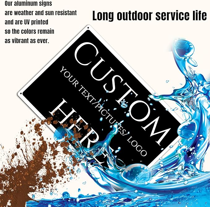 Custom Sign,Aluminum Weatherproof Metal Sign Multiple Sizes, custom address signs for houses,Customize for Office, Business, Workplace, Factory warnings, swimming pool,Delivery Signs(10 * 7Inch)
