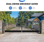 ZUMI Dual Swing Steel Gates - 16x6 ft. Weatherproof Greerwich Style for Home Security
