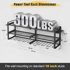 Power Tool Organizer Wall Mount, 3-Tier Tool Storage Rack with 8 Drill Holders, 300LBS Load Heavy Duty Cordless Tool Shelf for Garage Organization, Gift for Men