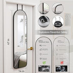 47x14 Mirror Full Length Back Door Hanging or Wall Mounted Aluminum Metal Frame Arch Mirrors for Entryway Bedroom Bathroom Dressing Living Room 47 14 inch Black