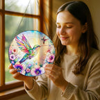 Stained Glass Window Hanging, Pauyadu Hummingbird Sun Catchers, Stained Glass Suncatcher, Hummingbird Decor Gifts for Women, Mom, Grandma, Wife, Lovers and Couple - 8 Inch