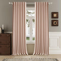 120 Inch Extra Long Linen Baby Pink Curtains Floor to Ceiling for Sliding Glass Doors 2 Panels, Flax Linen 100% Blackout Elegant Boho Thermal Curtains for Large Windows 10 FT Drapes,50 x 120 Inch