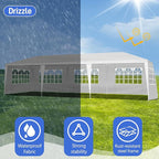 10x30 FT Party Tent, Outdoor Wedding Tents for Parties, Canopy Event Tent with 5 Removable Sidewalls, Waterproof Gazebo Shelter for Birthday Parties, Weddings, BBQs & Events (10X30FT-5Sides White)