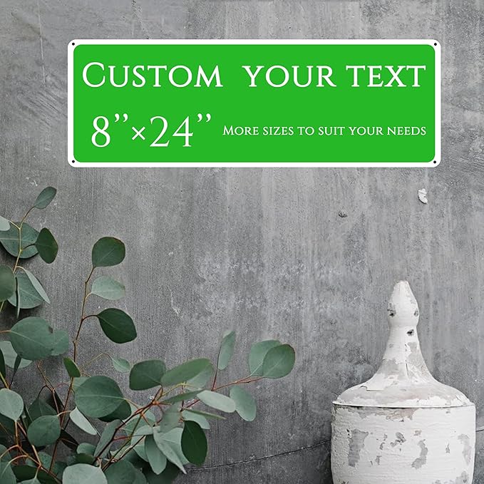 Custom Sign, Custom Indoor/Outdoor Decorative Sign，Aluminum Weatherproof Metal Sign Multiple Sizes, Reflective double-sided, Business, Workplace, office, Home, Delivery Signs(8 * 24 Inch)