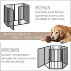 Vantas Folding No-Assembly Metal Pet Gate 120" Wide, 24" Extra Tall Dog Gate with Door Walk Through, Freestanding Accordion Puppy Gate Dog Door for Indoor & Outdoor, with 2PCS Support - Black