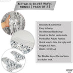 KatchOn, XtraLarge Wavy Silver Backdrop Curtain - Pack of 2 | Silver Streamers Backdrop for Disco Party Decorations | Fringe Curtains for New Years Decorations 2026 | Birthday, Engagement Decoration