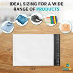 Shop4Mailers 12x15.5 Heavy Duty Thick Large Shipping Poly Mailer Bags, Waterproof and Tear-Resistant Postal Package Envelopes 3 Mil, Permanent Adhesive Seal (1000 Pack)