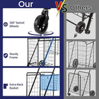 Folding Shopping Cart, Grocery Cart, 200 Lb Capacity, Utility Cart with 360° Rolling Swivel Wheels, Medium & Extra Basket
