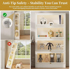 Display Cabinet with Acrylic Glass Doors,4-Tiers Curio Cabinet with LED Lighting for Collectibles, Collectibles Toy Organizers Rack & Display Shelf Display Case Storage Cabinet, Antique White