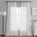 MYSKY HOME Extra Long Curtains for Living Room, Natural Curtains 108 Inch Long Light Filtering Semi Sheer Backdrop Panels Pinch Pleated Soft Cotton Fabric Boho Window Drapes, 40 x 108 in, 2 Pieces