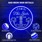 Custom Tiki Bar Neon Sign for Wall Decor, Personalized LED Bar Neon Tiki Sign for Men Dad Gifts, Dimmable Customized Light Up Signs for Home Pub Man Cave Tavern Bistro Lounge Party Beach Summer Decor