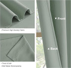 PONY DANCE Blackout Curtains 63 inch Length 2 Panels Set, Rod Pocket Thermal Insulated Sage Green Black Out Drapes for Living Room, Noise Reducing Window Treatment for Bedroom, 42 x 63 inch Length