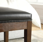 PU Leather Dining Bench Upholstered Entryway Bench Farmhouse Shoe Bench Seat Ottoman for Hallway Living Room Bedroom End of Bed Dining Room Kitchen, 45.5" Long, Black
