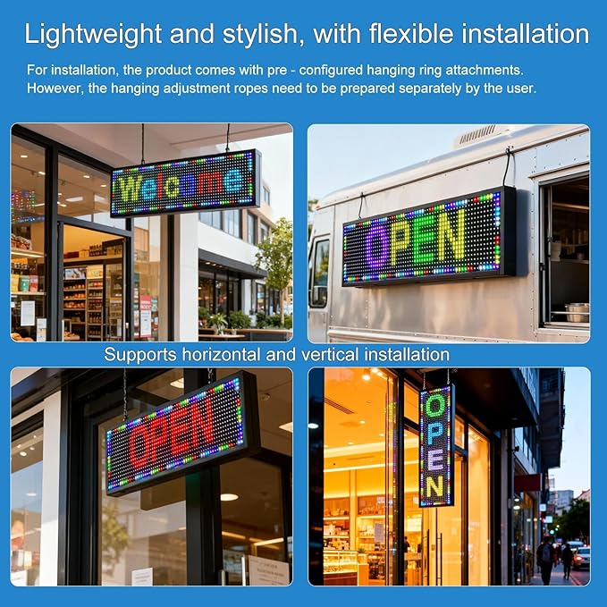 P10(26" * 7") Scrolling Led Sign Programmable Outdoor Digital Signs For Business Electronic Message Board Wifi Control Display Screen Panel Custom Full Color Neon Advertising Word Light