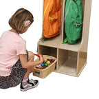 Factory Direct Partners 13138-NT Birch 2-Section Coat Locker with Bench, Storage Cubbies and Coat Hooks - Natural