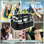 Wearable Cleaning Caddy, Cleaning Caddy Supplies Organizer with Handle & Shoulder Straps for Housekeepers, Under Sink & Car Cleaning Tool Organizers Bag with 4 Foldable Divider (Celadon)