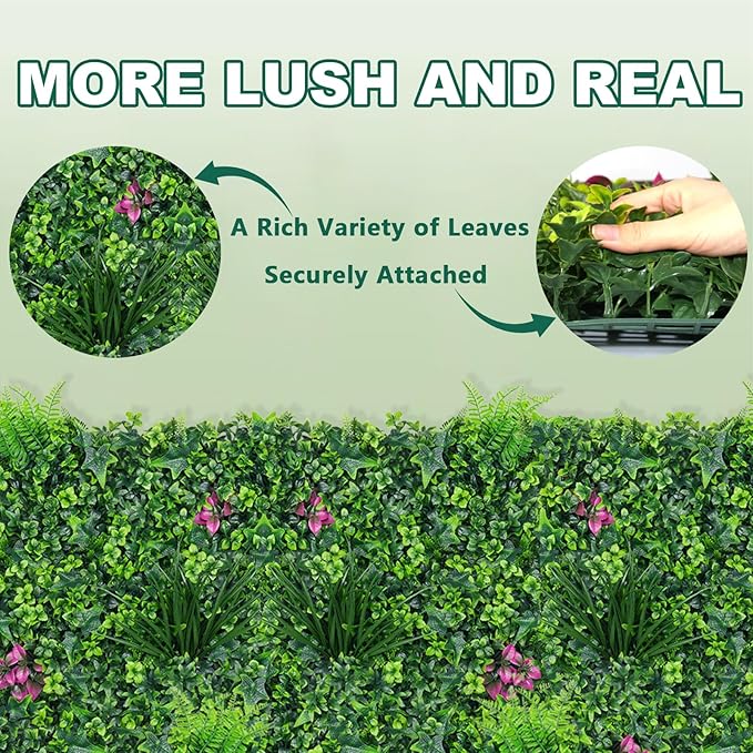 Artificial Boxwood Wall Roll, 40"x120" (33.33 sqft) Grass Wall Panels with Mint Plant Leaves, Greenery Backdrop Privacy Screen with UV Protection, Green Grass Wall for Indoor Outdoor Decor