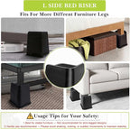 Bed Risers 2 inch, 3 inch, 4 inch, 6 inch, 8 inch Heavy Duty, Oversized Furniture Riser for Couch Sofa Table Chair Leg Frame Dorm, Support up to 6000 Lbs (Black 4 Pack, 6 inch-1)