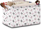 Bowknot Storage Basket Large 17x11.5x10.5 Inches - Collapsible Fabric Organizer Bin with Handles for Toys,Laundry,Closet - Foldable Decorative Hamper with Bow Design - Single Pack