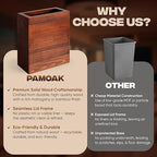2.3 Gallons Rectangular Wooden Trash Can | Trash Can with Bin Liners | Decorative Waste Basket | Recycling Bin for Bathroom | Natural Wood Finish Basket for Kitchen | Paper Basket for Office