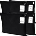 4 Pcs Interoffice Mailer Canvas Transit Sack Zipper Bag 18" x 14" Large Zipper Pouch with Grommet Interoffice Mail Bag (Black)
