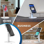 Mount-It! Universal Tablet Stand with Tilt, Anti-Theft Retail iPad POS Kiosk Stand, Fits Tablets from 9.7" to 13" Screen Size, 90° Rotation for Portrait and Horizontal Viewing, Durable Steel, White