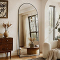 Full Length Mirror 56"x21" - Arched Floor Standing Body Mirror with Aluminum Frame,Leaning Hanging for Bedroom Cloakroom Living Room Black