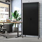 Metal Storage Cabinets with Adjustable Shelves，Pantry Kitchen Storage Cabinets，Floor Storage Cabinet for Kitchen, Laundry Room, Home Office, Kids Room (Black, 61''H)