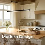 LED Linear Pendant Light, Office Light, Flicker-Free, Dimmable, Modern Ceiling Lighting for Bedroom Dining Room Table, 20W 3000K Warm Light 47.2" Black