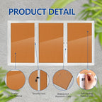 Enclosed Outdoor Bulletin Board Weatherproof 3 Doors Noticeboard with Locking Door, 70x36 Inch Wall-Mounted Message Board for Announcements & Notices