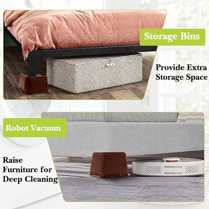 Bed Risers 1 inch, 2 inch, 3 inch, 4 inch, 6 inch, 8 inch Heavy Duty, Oversized Furniture Riser for Couch Sofa Table Chair Leg Frame Dorm, Support up to 6000 Lbs (Chocolat Brown 6 Pack, 3 inch)