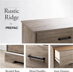Prepac Rustic Ridge Farmhouse Nightstand Bedside Table, Brown Nightstand for Bedroom, End Table with 3 Drawers 16.25"D x 27.5"W x 26.75"H