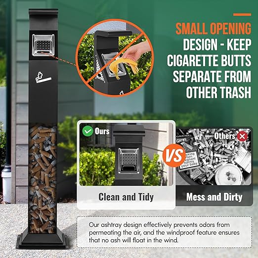AIWFL Commercial Trash Can with Removable Inner Barrel, 3 Openings, All-Metal Construction, Standing Trash Bin for Outside Sidewalks Roadside Hotel Scenic Area