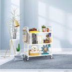 HDANI 3 Tier Metal Rolling Utility Cart,High Capacity Multi Purpose Heavy Duty Cart for Office,Kitchen,Living Room,Bedroom,White