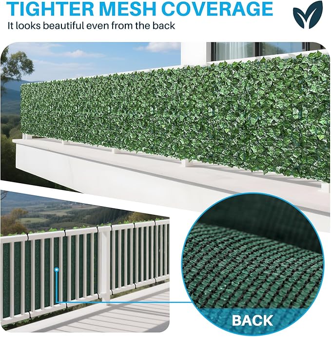 Patio Paradise 4'x10'-3Pc Faux Ivy Fence Privacy Screen Artificial Greenery Wall Backdrop,Fake Grass Wall Panels for Outside Apartment Balcony,Vine Leaf Decor for Outdoor Patio Chain Link